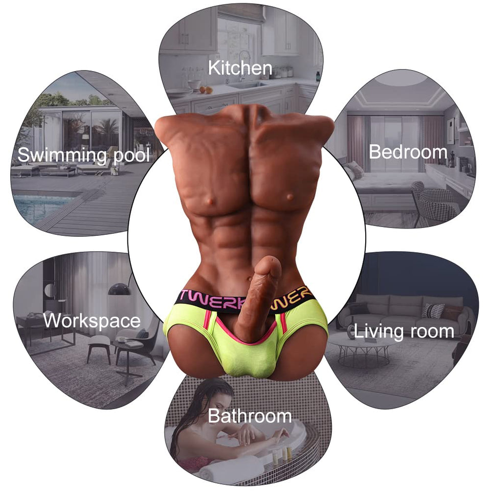 Male Sex Doll for Women with Realistic Dildo, Life Size Sex Doll Full Size Sex Doll Torso Adult Sexdoll with Penis Big Cock Tigh