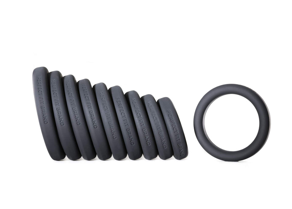 Perfectfit Brand Xactfit Play Zone Cock Ring Kit  Stackable  Silicone  Multiple Sizes  Firm Fit  Durable  Set Of 9 Rings With S