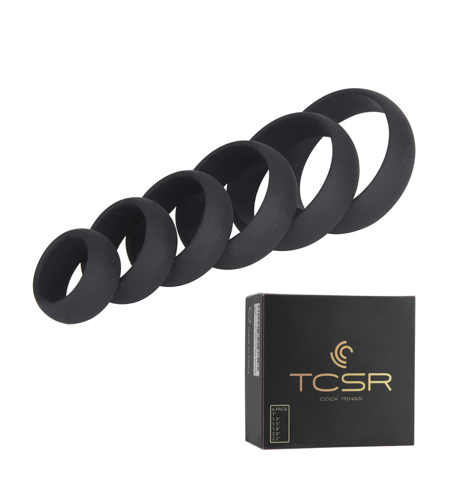 TCSR 6 Different Size Cock Rings - Medical Grade Soft Silicone Penis Rings - Better Sex