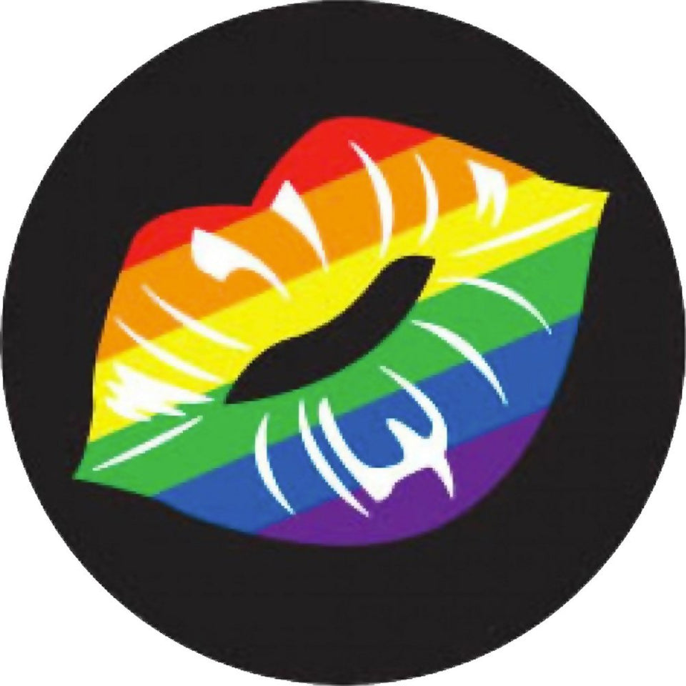 Rainbow Lips 3in Button