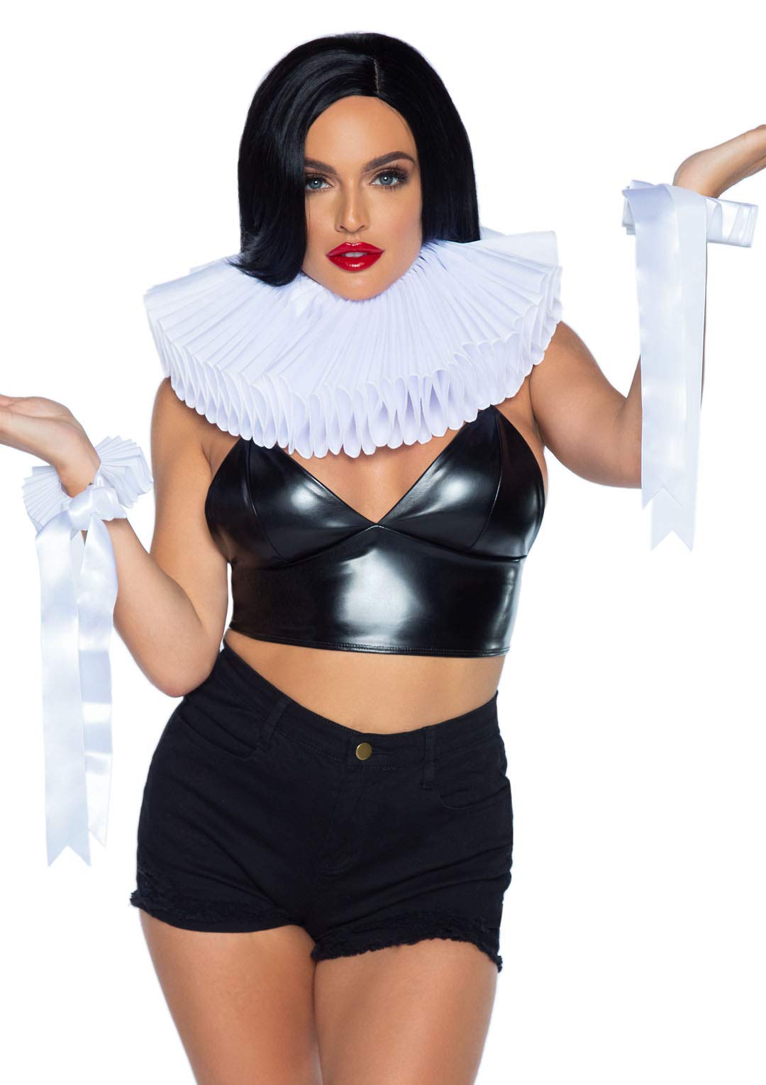 2 Pc Deluxe Ruffle Neck Piece And Wrist Cuffs.