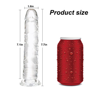 Transparent Dildo 7.7 inch,Strong Suction Cup - Crystal Clear G-Spot Realistic Toys, Soft and Flexible Adult Sex Toy