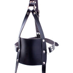 Panel Mouth Gag Harness Gag - Davidsource Panel Gag with Silicone Solid Ball Gag Lockable Leather Head Harness Bondage Gag BDSM