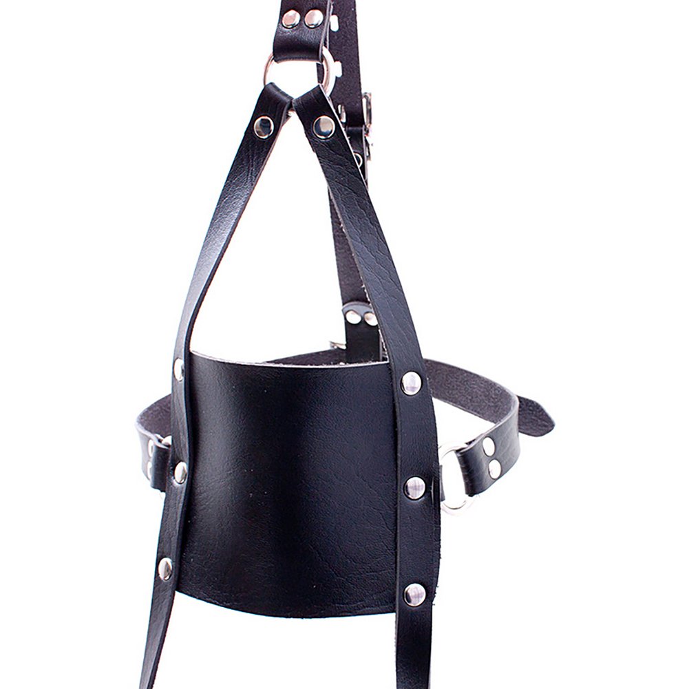 Panel Mouth Gag Harness Gag - Davidsource Panel Gag with Silicone Solid Ball Gag Lockable Leather Head Harness Bondage Gag BDSM