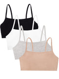 Fruit of The Loom Womens Spaghetti Strap Cotton Pullover Sports Bra Value Pack Sand/White/Black/Heather Grey 44
