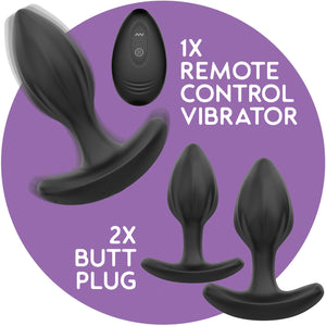 Anal Plug Butt Plug with Remote - 4Pcs Anal Sex Toys, Butt Plush, Remote Control Vibrator Plug Anal with 10 Vibration Modes, Adu