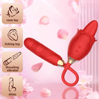 Rose Toys Clitoral Vibrator for Women,3 in 1 Rose Adult Toy,Sex Stimulator for Women with 10 Tongue Licking & Thrusting Dildo G