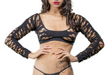 Black  Mesh Crotchless Legging