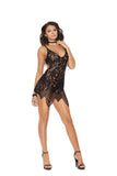 Elegant Moments Remy Lace Wireless Chemise Set, Xl, Black