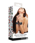Ouch! Printed Hand Cuffs, Old School Tattoo Style, Black