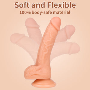 Realistic Dildos, XINBALE 7.3 Inch Dildo with Suction Cup for Hands-Free, Flexible Cock with Curved Shaft and Balls for Vaginal