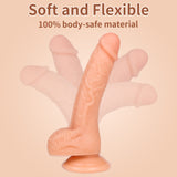 Realistic Dildos, XINBALE 7.3 Inch Dildo with Suction Cup for Hands-Free, Flexible Cock with Curved Shaft and Balls for Vaginal