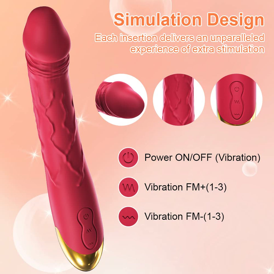 7.6 Inch Realistic Dildo Vibrator for Women,10 Powerful Vibration Modes for Clitoral and G-spot Stimulation, Waterproof Rose Adu