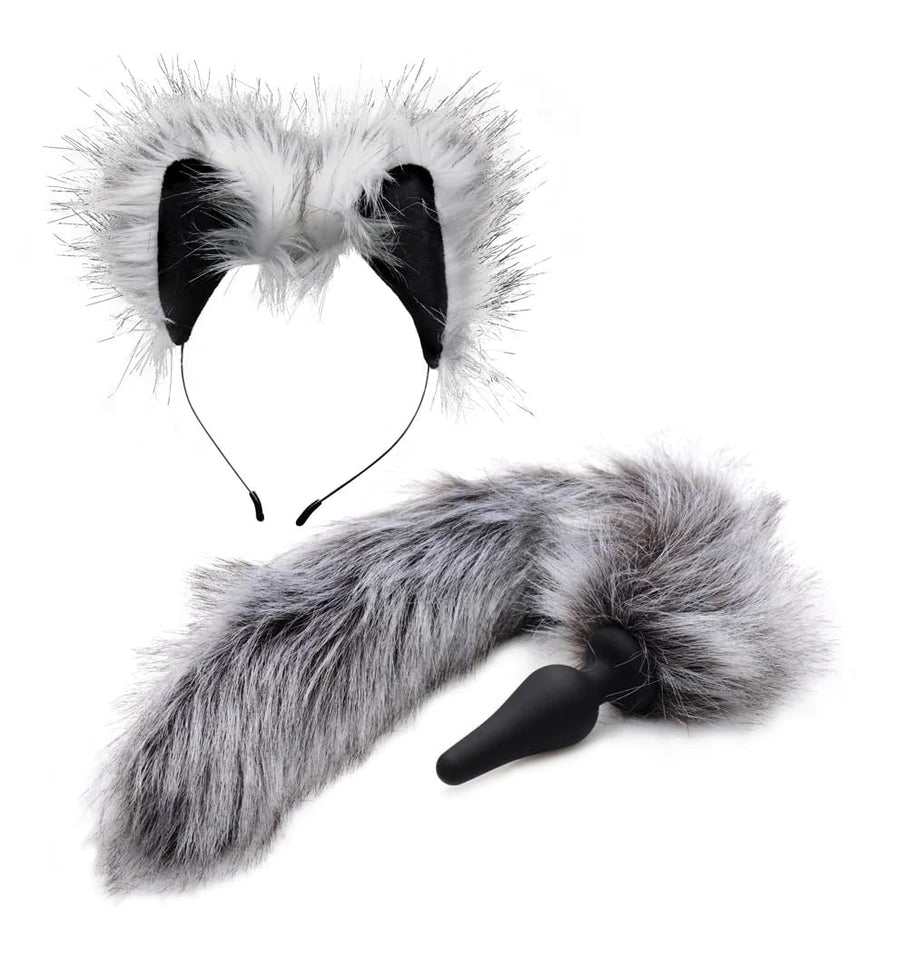 Tailz Grey Wolf Tail Anal Plug And Ears Set, 1 Count