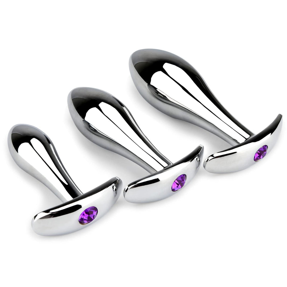 Anal Plug 3pcs Anal Toys with Luxurious Diamonds Anal Trainer Metal Butt Plug Prostate Massage Sex Toys for Couple, Adult Sex To