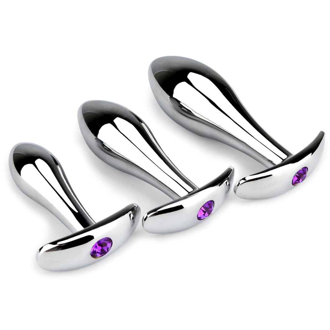 Anal Plug 3pcs Anal Toys with Luxurious Diamonds Anal Trainer Metal Butt Plug Prostate Massage Sex Toys for Couple, Adult Sex To