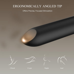 Bullet Vibrator with Angled Tip for Precision Clitoral Stimulation, Discreet Rechargeable Lipstick Vibe with 10 Vibration Modes