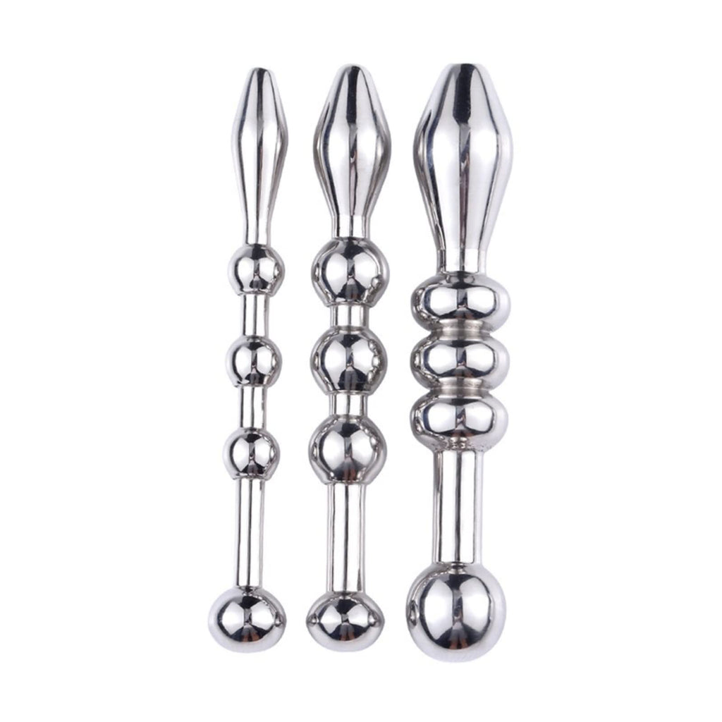 MEYILA Urethral Sound, 3 PCS Stainless Steel Urethral Dilators with Multi Beads Penis Plug Catheter Sounds Sex Toy Masturbation