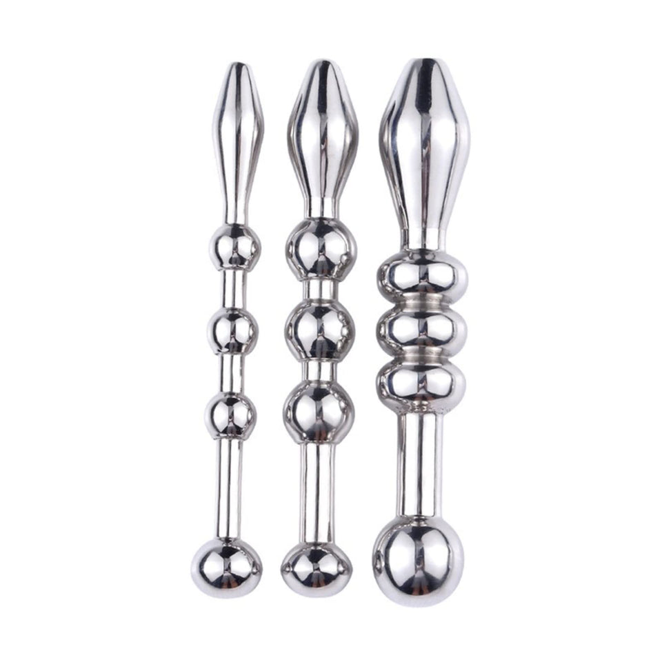 MEYILA Urethral Sound, 3 PCS Stainless Steel Urethral Dilators with Multi Beads Penis Plug Catheter Sounds Sex Toy Masturbation