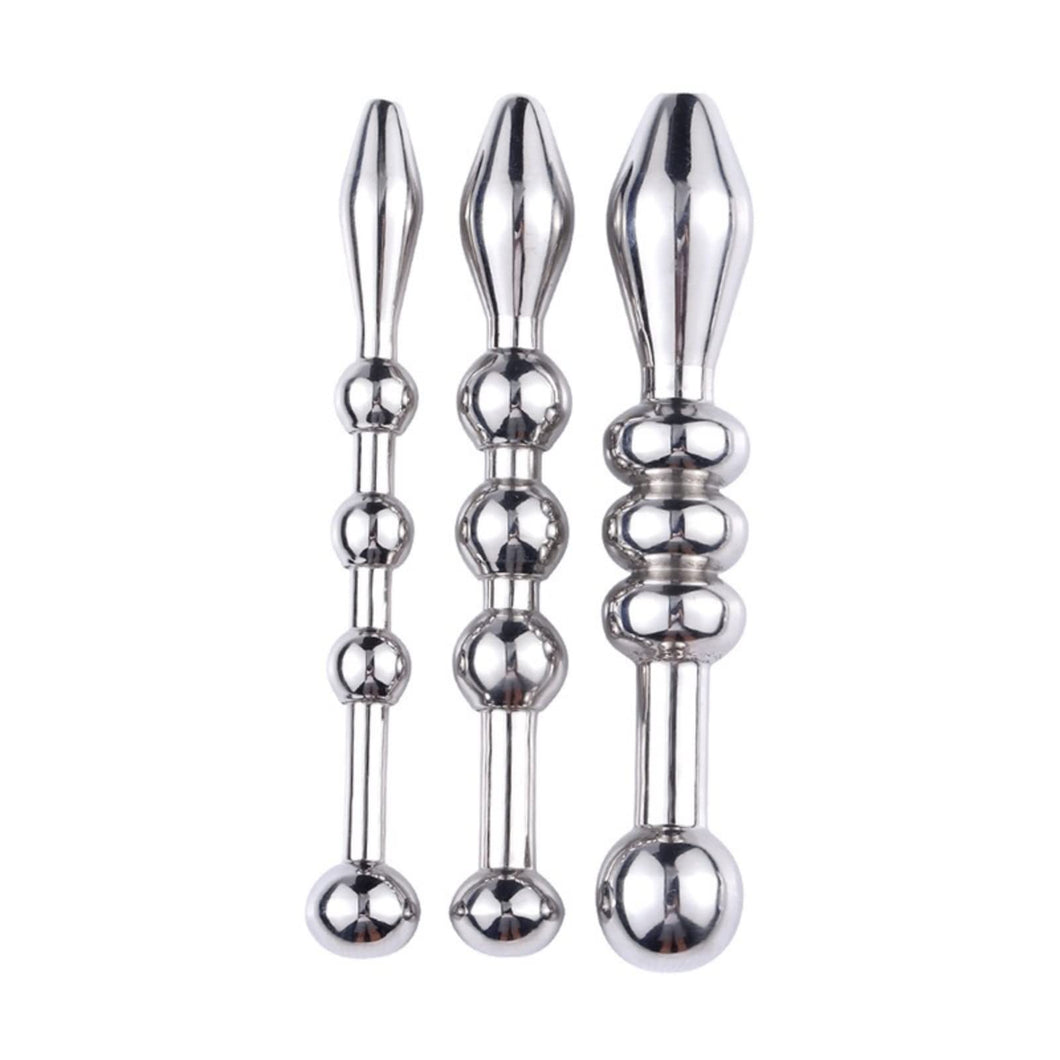 MEYILA Urethral Sound, 3 PCS Stainless Steel Urethral Dilators with Multi Beads Penis Plug Catheter Sounds Sex Toy Masturbation