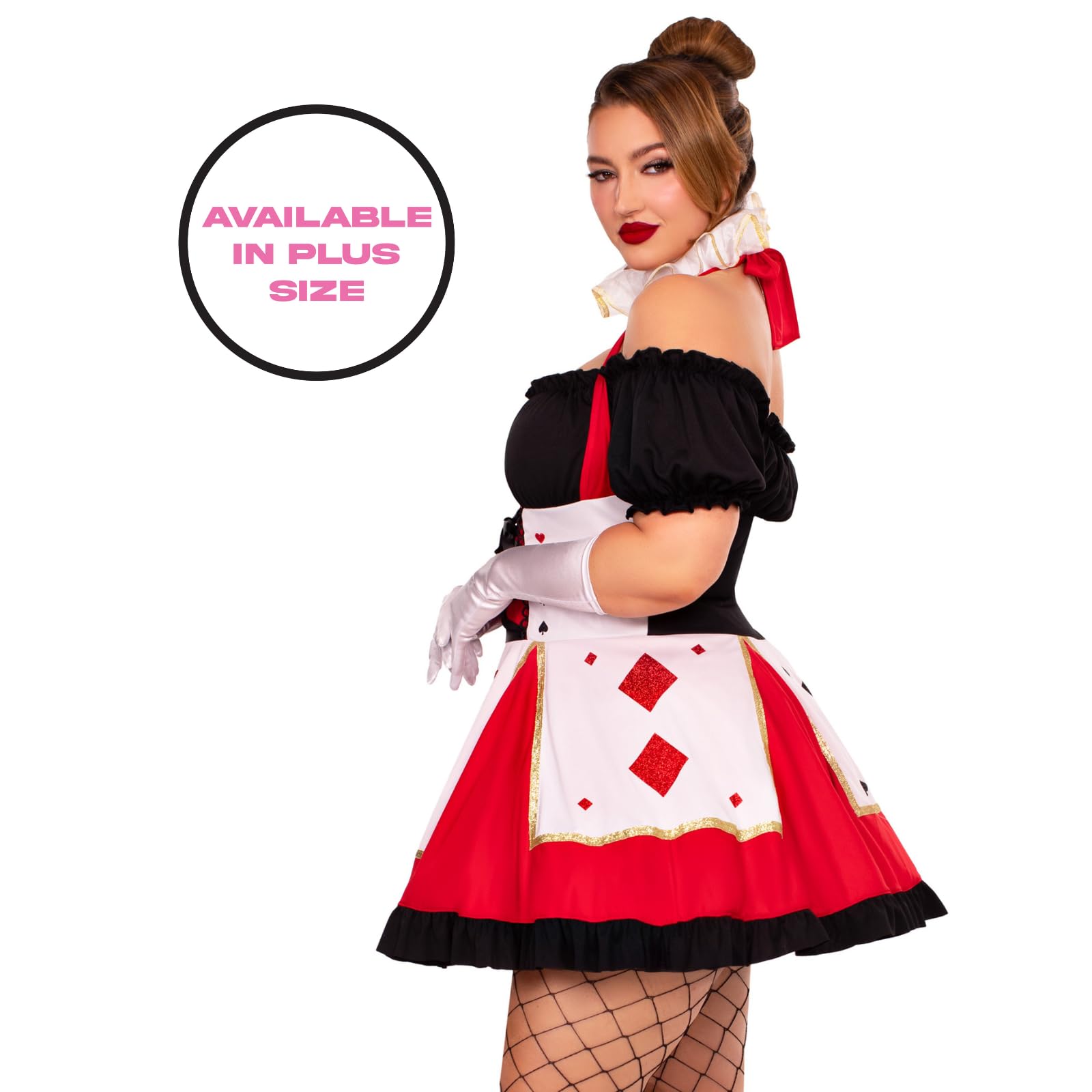 2Pc. Pretty Playing Card Costume  Includes Dress And Neck Piece Sml/Med Red/Black