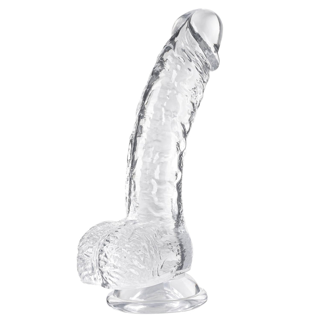 Clear Realistic Dildo, 7.3 Inch Feels Like Skin Body-Safe Material, with Strong Suction Cup for Hands-Free Play, Adult Sex Toys