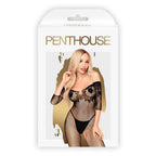 Penthouse High Profile Net & Lace Bodystocking With Open Crotch-Black X-Large-Boxed
