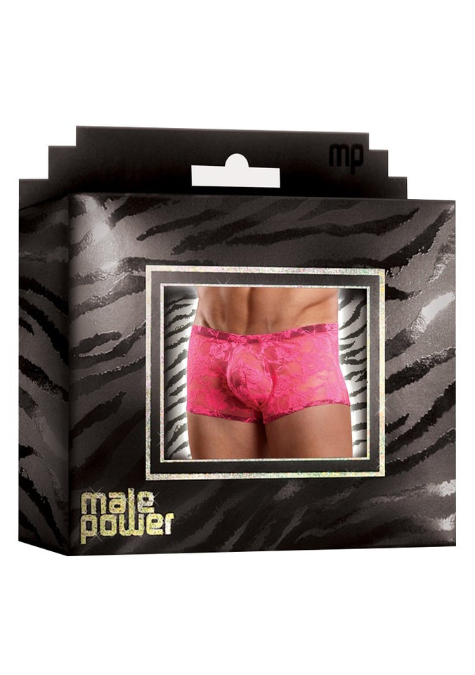 Male Power Mp-145-194 - Hot Pink Sheer Lace Sexy Wonder Boxer Briefs-Large
