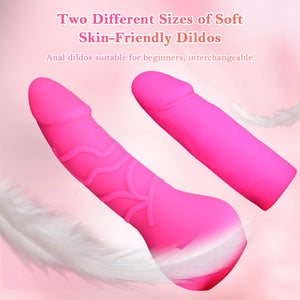 Pink Double Ended Strap On Dildo - Silicone Dildo with Wearable Harness, 2 Removable Realistic Fantasy Dildos, Adjustable Strap