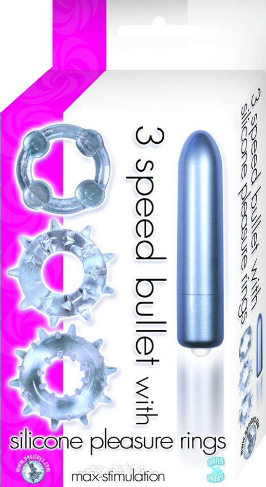 Nasstoys 3 Speed Bullet With Silicone Pleasure Rings Waterproof, Silver