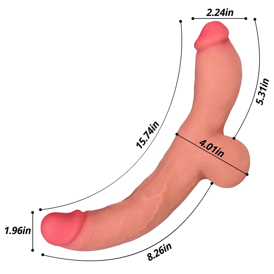 Silicone Double Sided Dildo Strapless Strap-On Dildo with Vivid Glans Realistic Double-Ended Dildo Adult Sex Toy for Lesbian Gay