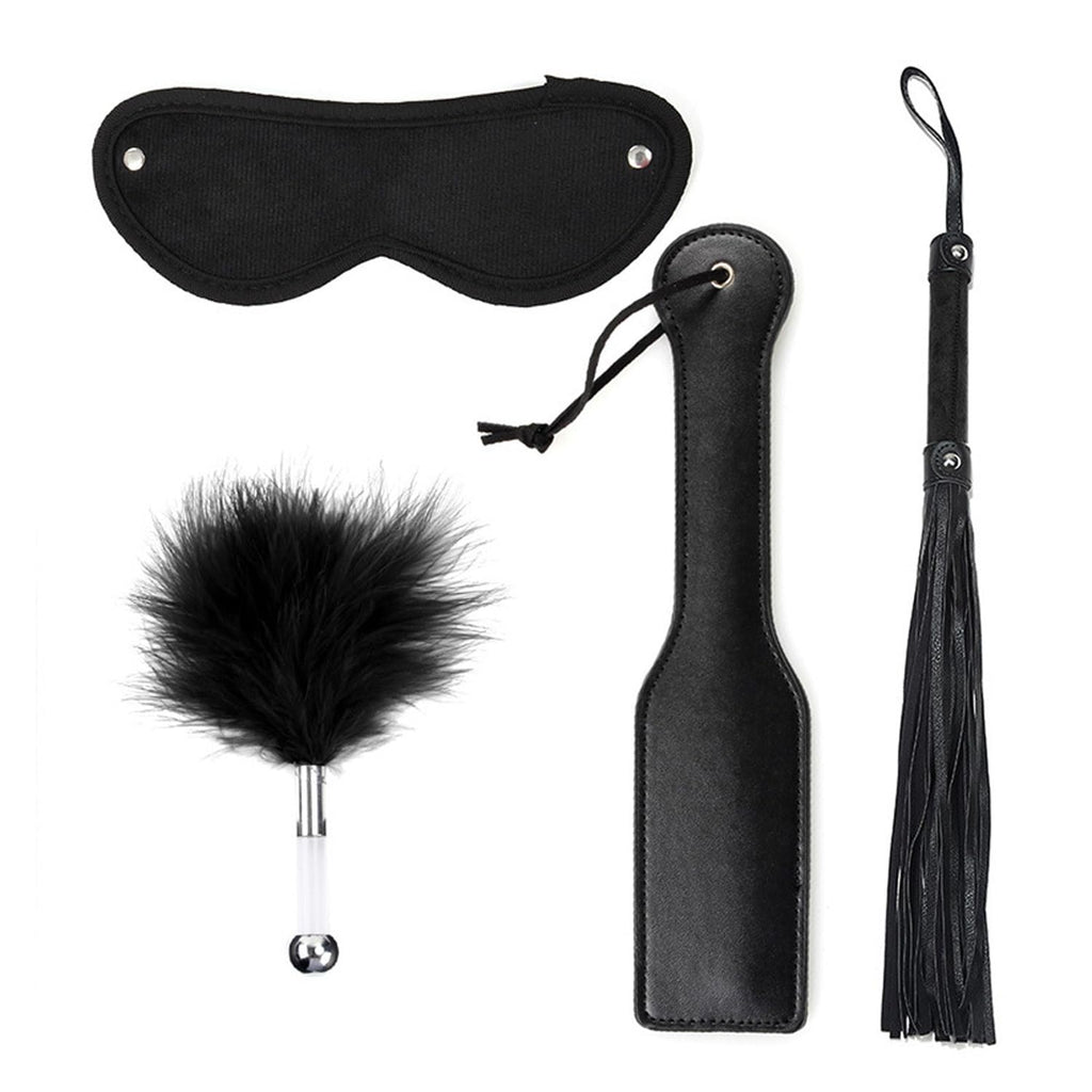 4Pcs Sex Feather Bondage Paddle Set.Leather Whip Spanking Whip for Couples Role Play Accessories,Bondage Restraint Sex Flogger P