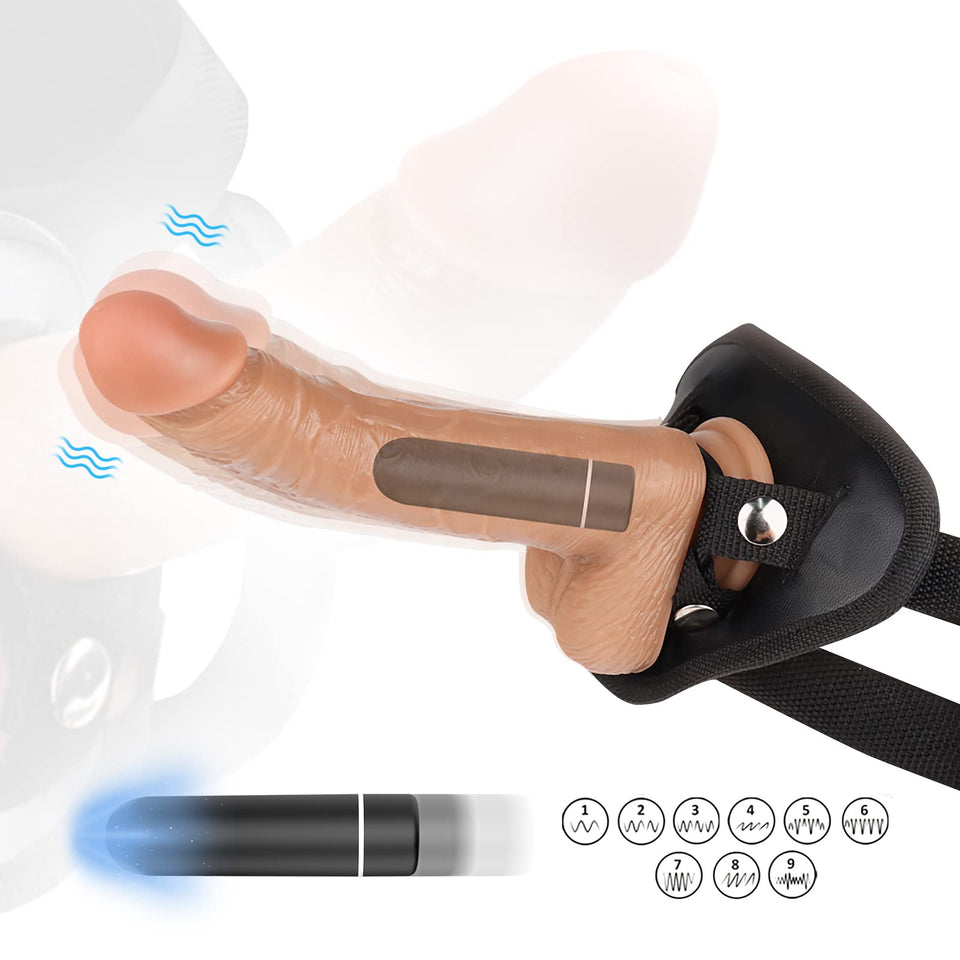 Strap-on Realistic Vibrating Dildo Wearable Harness with Bullet Vibrator, Detachable Silicone G Spot Stimulator, Vagina Massager