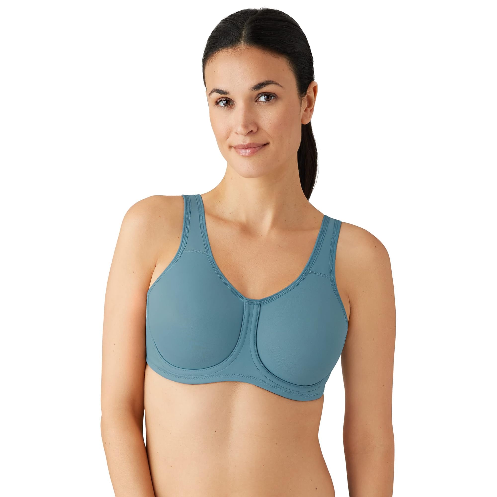 Wacoal Womens Simone Unlined Full Coverage Underwire Sports Bra, 855170, Provincial Blue, 34C