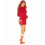 Leg Avenue Brushed Rib Romper Long Johns Red Color