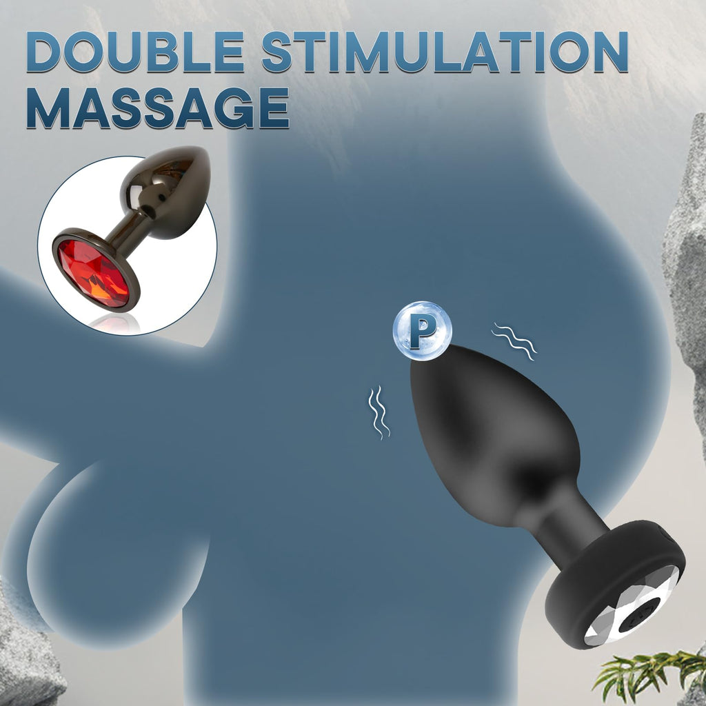 Anal Plug Vibrator with 2Pcs Butt Plug,Wireless Remote Control 10 Frequency Vibration,Small Butt Plug for Female Male Prostate M