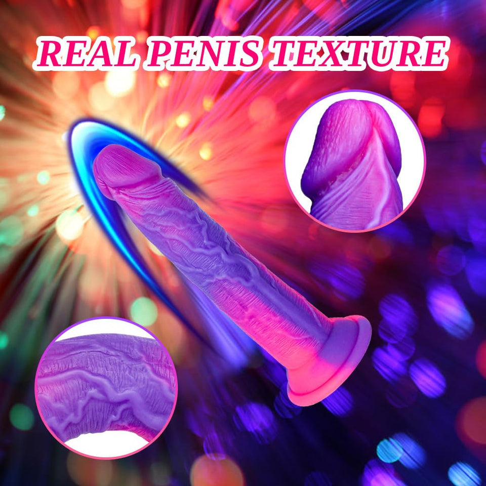 5 Inch Ultra Small Realistic Fantasy Dildo with Suction Cup, 4Mini Cute Purple Pink Silicone Dildo for Women Lesbians, Short Sli