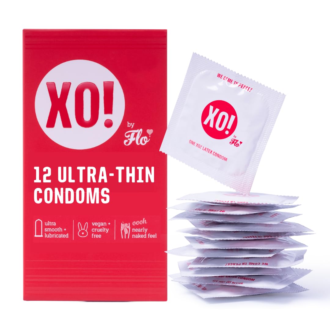 XO! Ultra-Thin Righteous Rubber Condoms, PETA-Certified Vegan, Fairly-Traded Natural Latex, Well-Lubricated, Cruelty Free, Parab