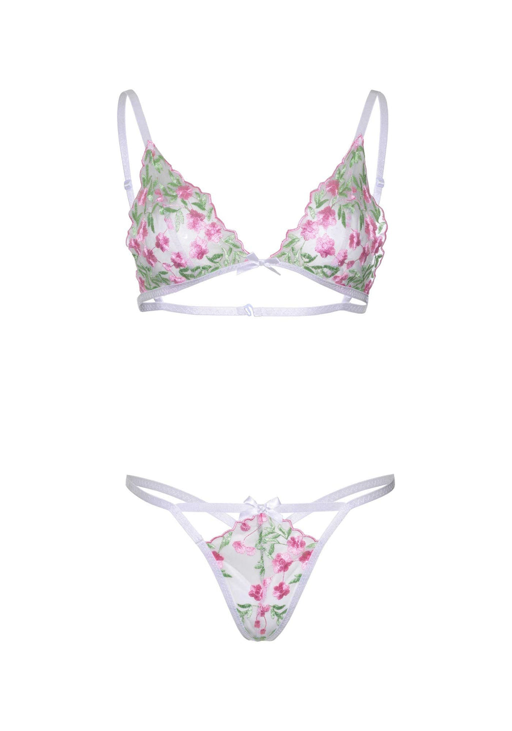 2 Pc Embroidered Floral Sheer