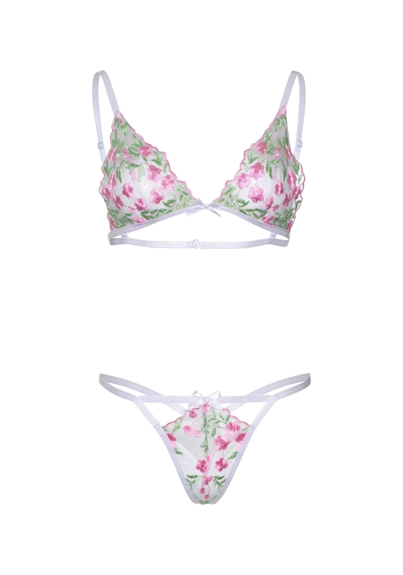 2 Pc Embroidered Floral Sheer