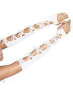 Opaque Net Cut-Out Butterfly Applique Arm Warmers.