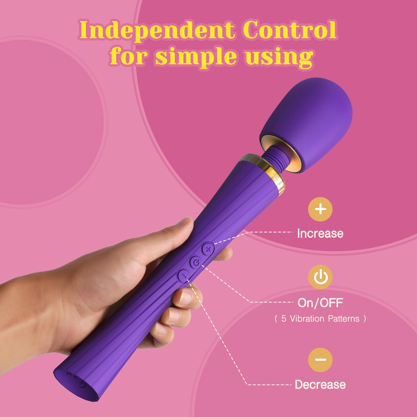 Tracy 's Dog Adult Toys, Vibrator Wand with 5 Vibrations and 3 Speeds, Adult Sex Toys for Clitoral Stimulation, Magic Cordless H