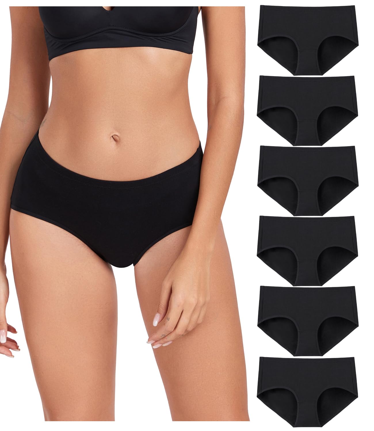 wirarpa Womens Underwear Cotton Hipster Panties Ladies Panties Black Small