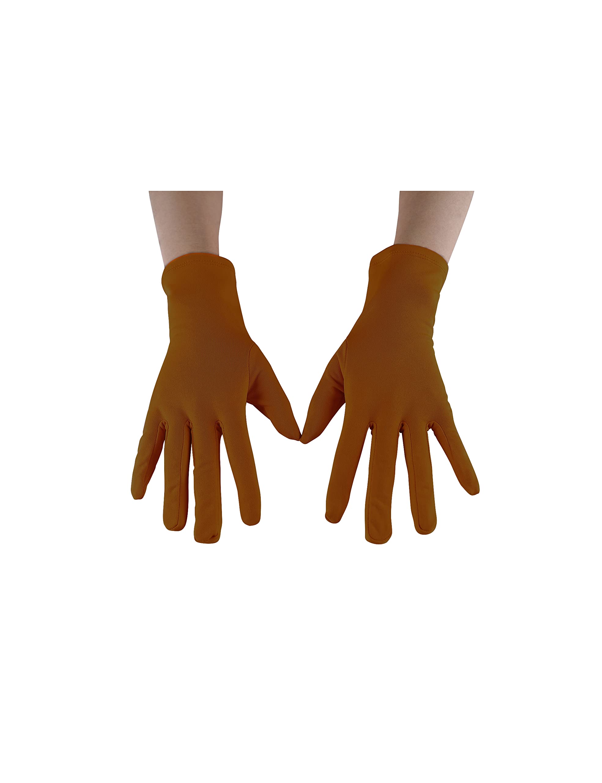 Seeksmile Adult Spandex Gloves Wrist Length Halloween Cosplay Costume Glove (Free Size, brown)