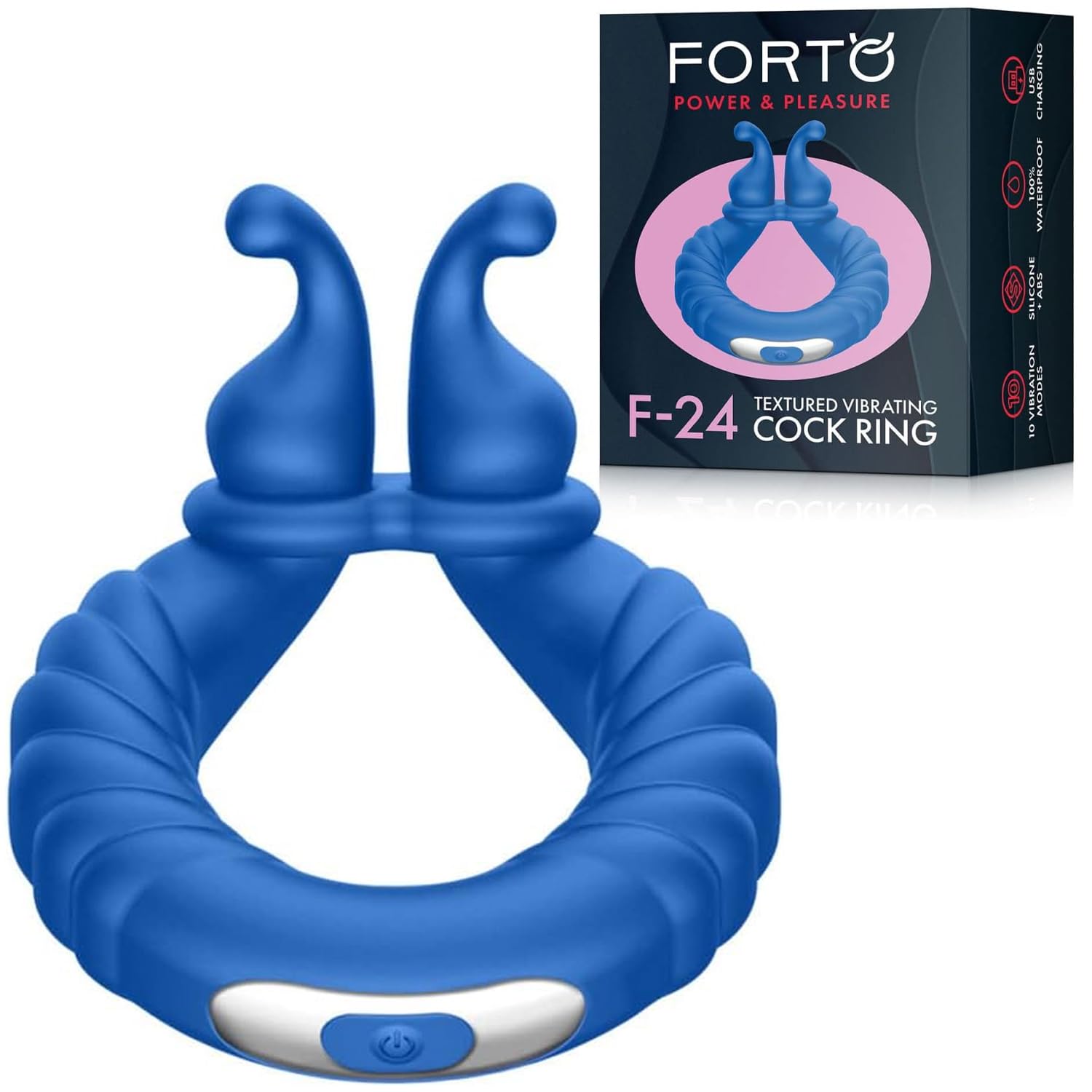 Forto F-24: Sili Textur Vib Cockring Bl