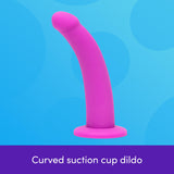 Lovehoney Curved Dildo - 7 Inch with Suction Cup - Flexible Anal Dildo for Men and Women - Harness Compatible Strap On - Smooth