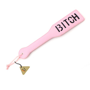 LoveSex PU Leather ''BITCH'' Spanking Whip Paddle Adult Sex Bondage Restraint Toy Pink