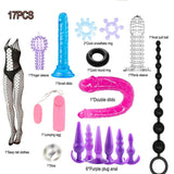 G Spot Dildo Vibrator Anal Plug Beginner Set 17 PCS Butt Plugs Sex Toy Training Kit- G Spot for Beginner Adult Unisex Women and