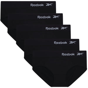Reebok Hipster Panties for Women - 5 Pack Stretch Performance Seamless Underwear with Relaxed Tag-Free Waistband (S-XL), Size Sm