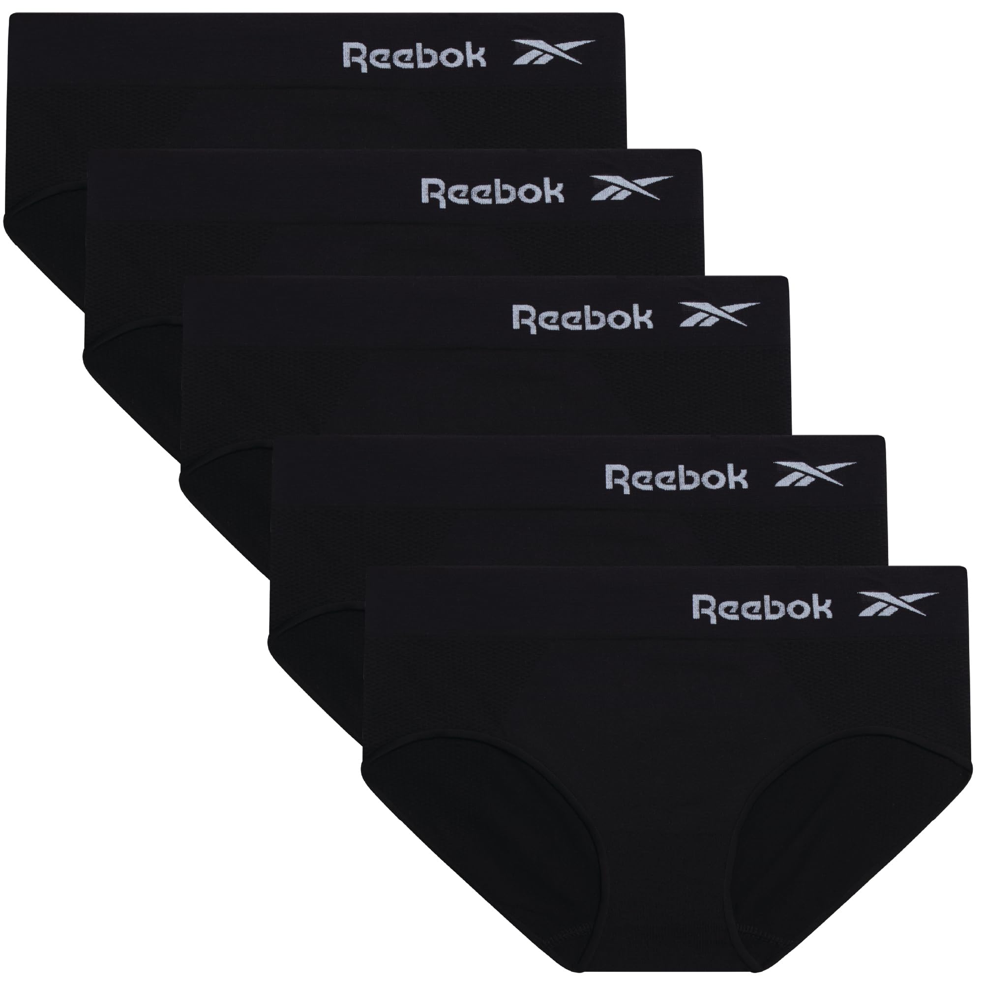 Reebok Hipster Panties for Women - 5 Pack Stretch Performance Seamless Underwear with Relaxed Tag-Free Waistband (S-XL), Size X-